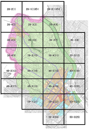 地図：景観類型図図郭割図