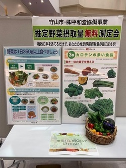 写真：野菜の展示とパネル