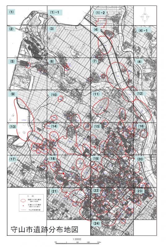 地図：守山市遺跡分布全体図