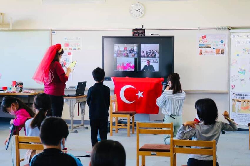 写真：小津小学校のトルコ紹介の様子