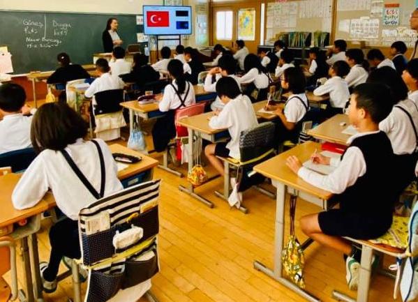 写真：玉津小学校のトルコ紹介の様子