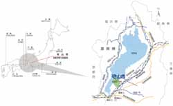 地図：守山市の位置、アクセス