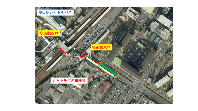 航空写真：JR守山駅東口の地図